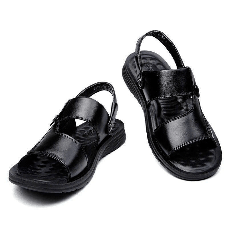 Sandália Masculina de Couro Confortável Verão